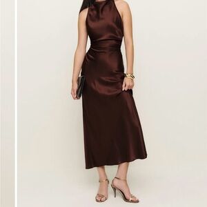 Elegant Brown Satin Dress